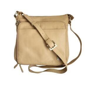 Giani Bernini Women's Beige Leather Messenger Crossbody Bag